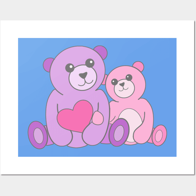 Mom and Baby, Best Friends Teddy Bears Wall Art by AlondraHanley